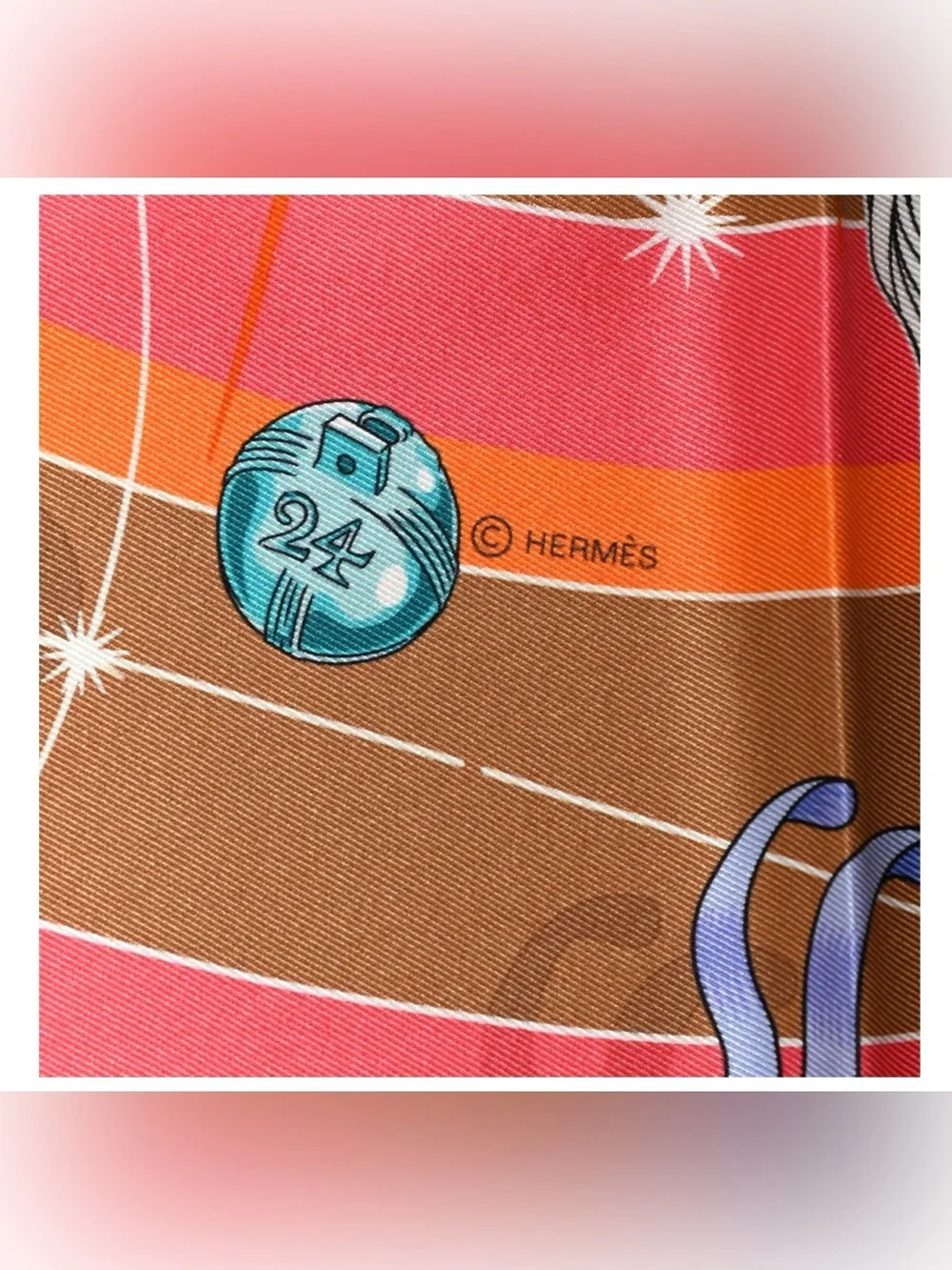 Hermes Silk Chorus Stellarum Silk Scarf 70 Orange Beige Dore